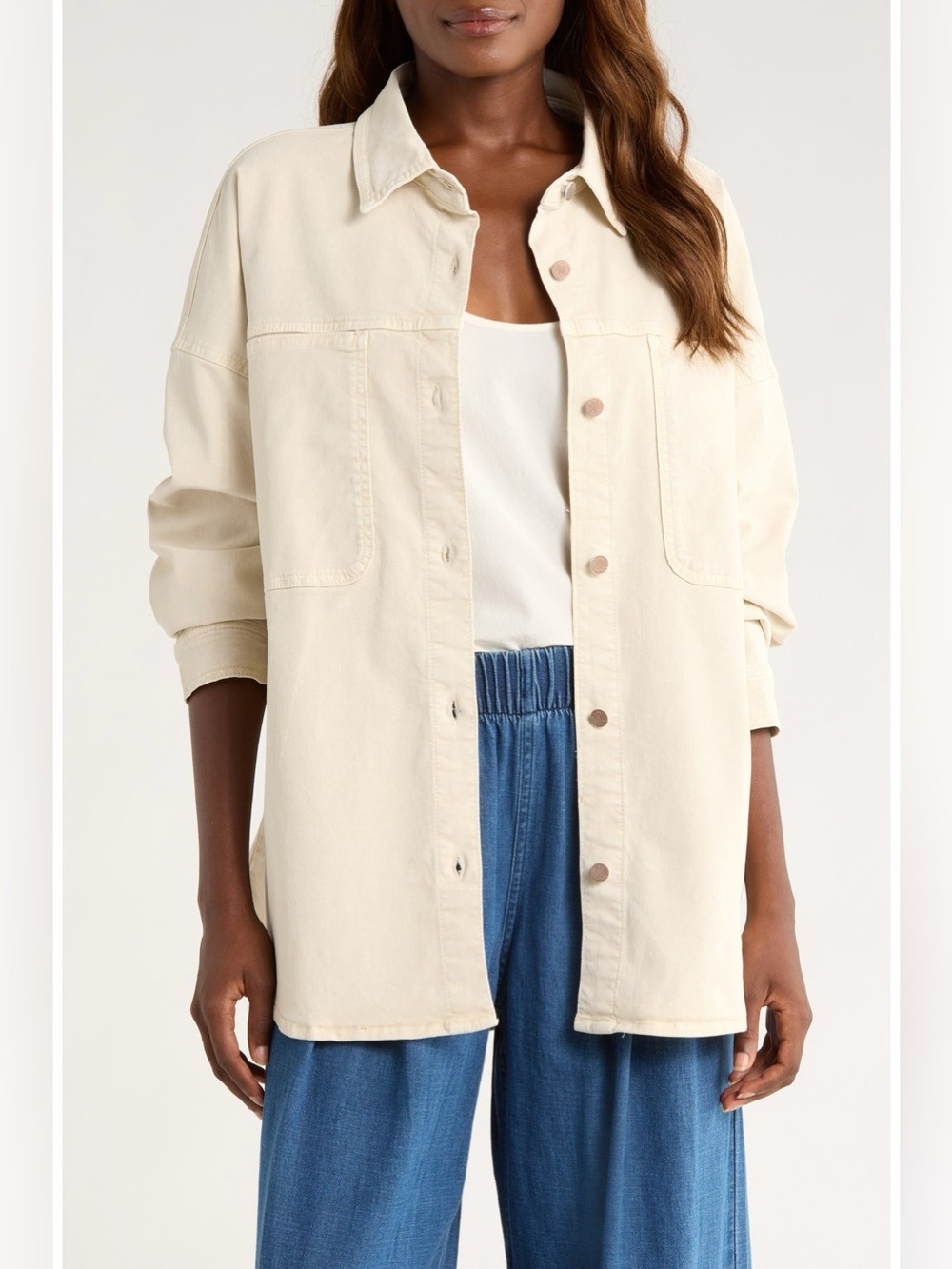 Marine Layer Molly Oversize Shirt Jacket in Ivory.  Size XLarge.  NWT
